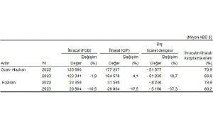 Haziran ayında genel ticaret sistemine göre ihracat yüzde 10,5, ithalat yüzde 17,5 azaldı
