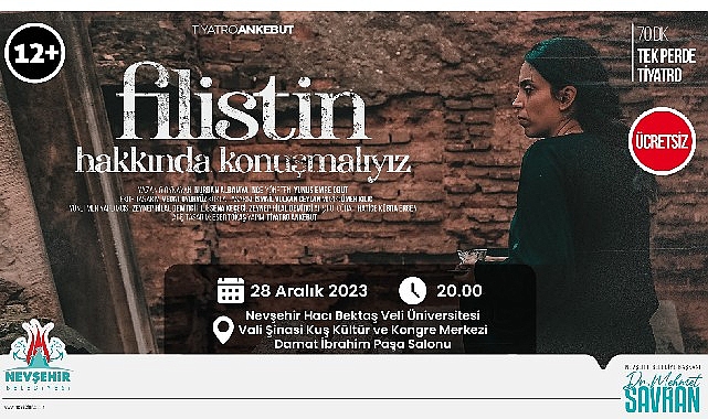 “Filistin hakkında konuşmalıyız” adlı tiyatro oyunu bu akşam sahnelenecek