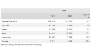 TÜİK: Ticari süt işletmelerince 915 bin 522 ton inek sütü toplandı