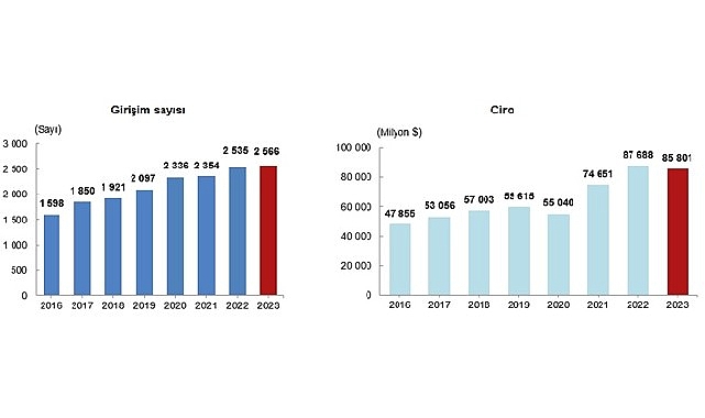 Tüik: Türkiye’de yerleşik girişimler tarafından yurt dışında kontrol edilen girişimlerin elde ettiği ciro 2023 yılında 85 milyar 801 milyon dolar oldu
