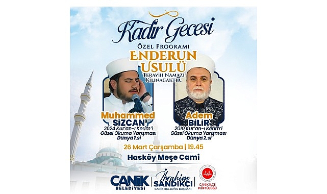 Canik Belediyesi’nden Kadir Gecesi Özel Programı