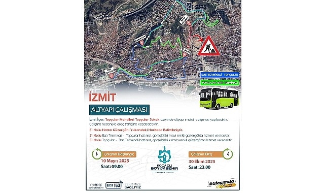 Hat 51 ve 53’te geçici güzergah değişikliği